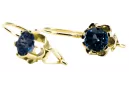 Vintage craft Earrings Sapphire 14K Yellow gold vec019y